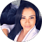 Woman with long hair, wearing white shirt.