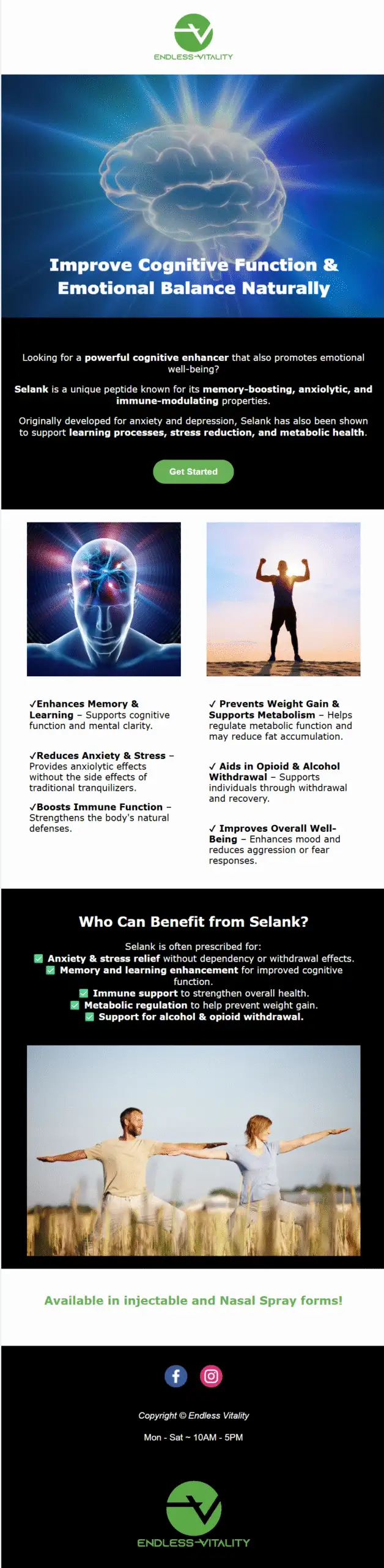Brain health and emotional balance promotional flyer.