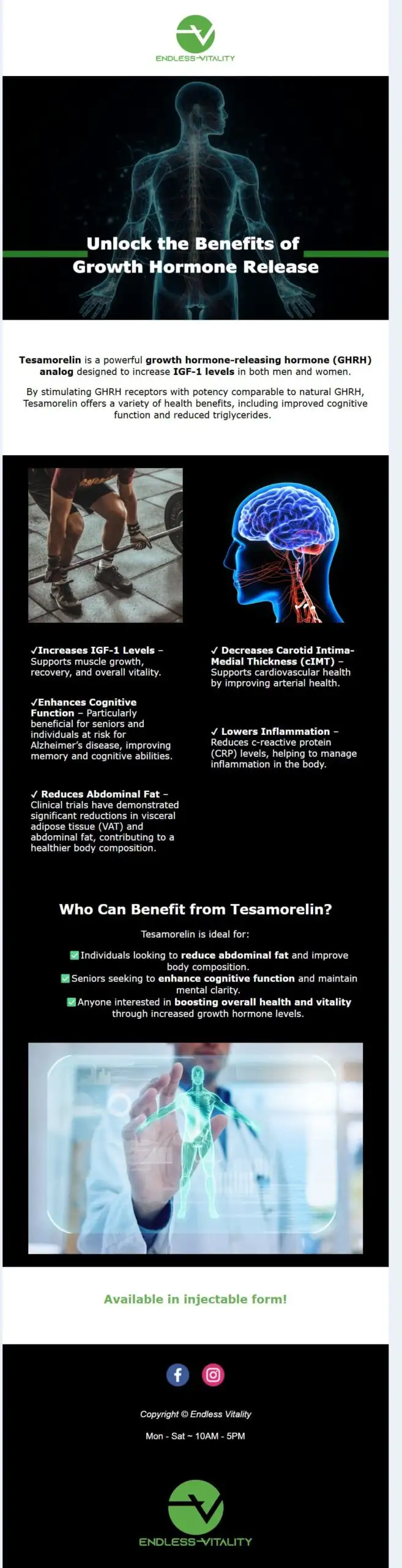 Infographic about growth hormone therapy benefits.