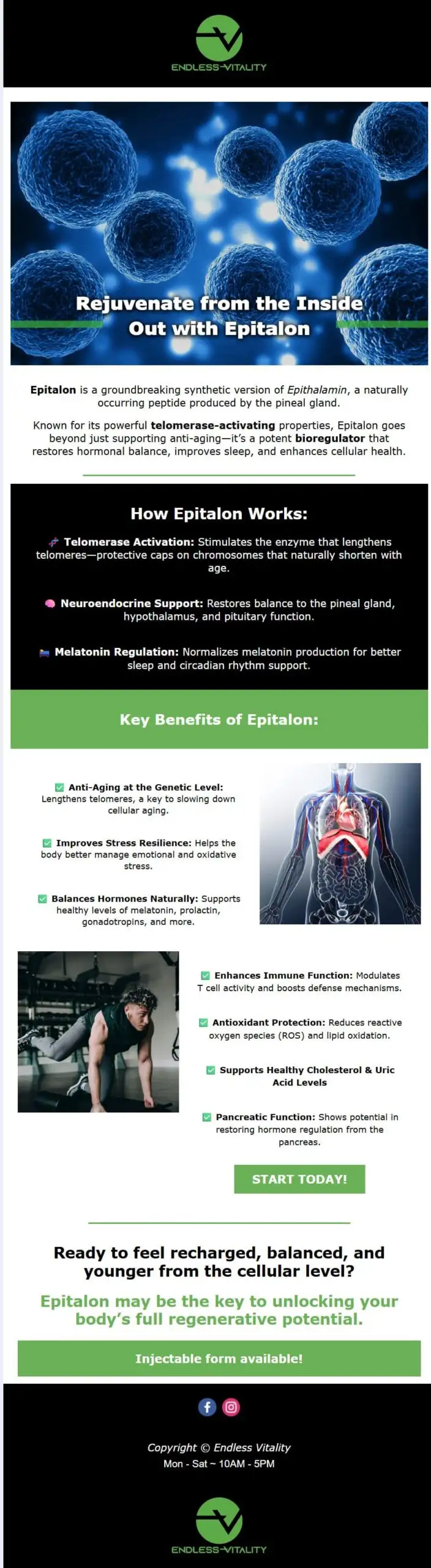 Rejuvenation supplement benefits and information flyer.