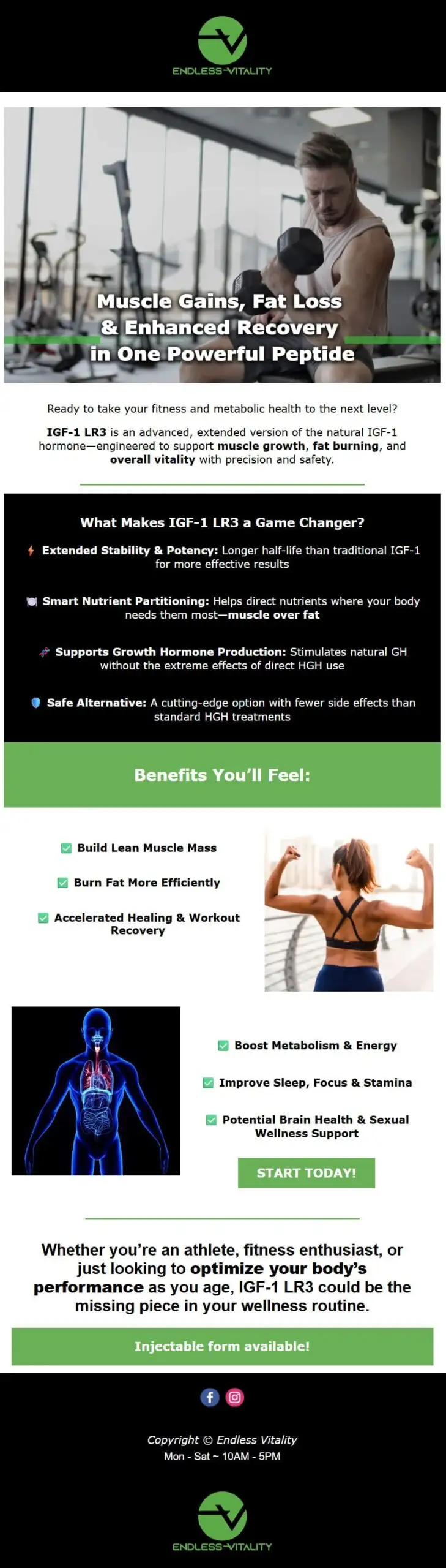 Fitness supplement benefits and features infographic.